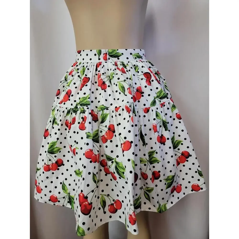 Dolce & Gabbana Polka-Dot Cherries Collegiate Tiered Size 9/10 Ladies Skirt #11 - Picture 14 of 16